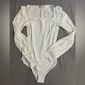 Mangopop White Long Sleeve Bodysuit